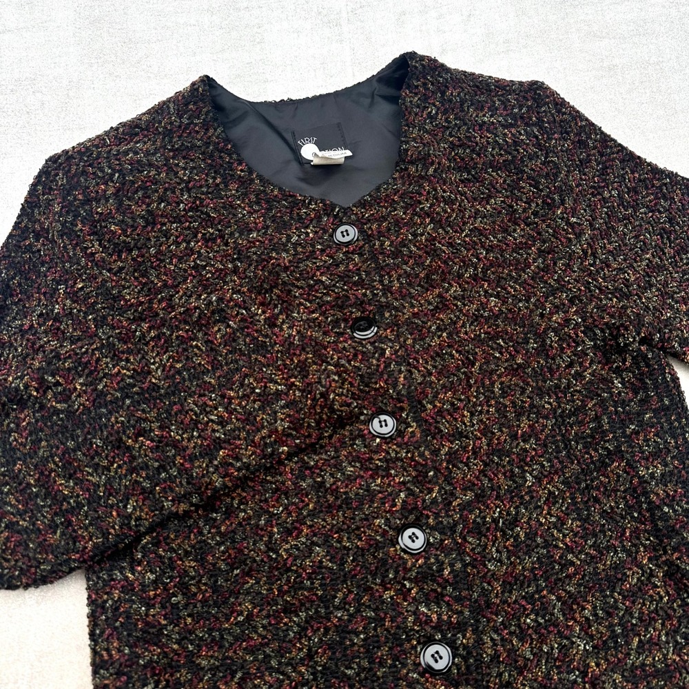 Vintage 90s First Option Women's Medium Multicolor Bouclé Jacket Made in USA